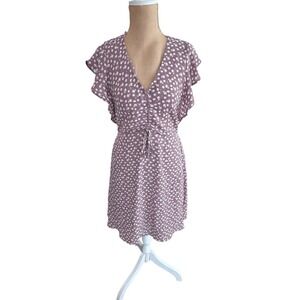 Monteau Lilac & White Floral Mini Sundress 90s Boho‎ Girly Romantic FlowyMedium